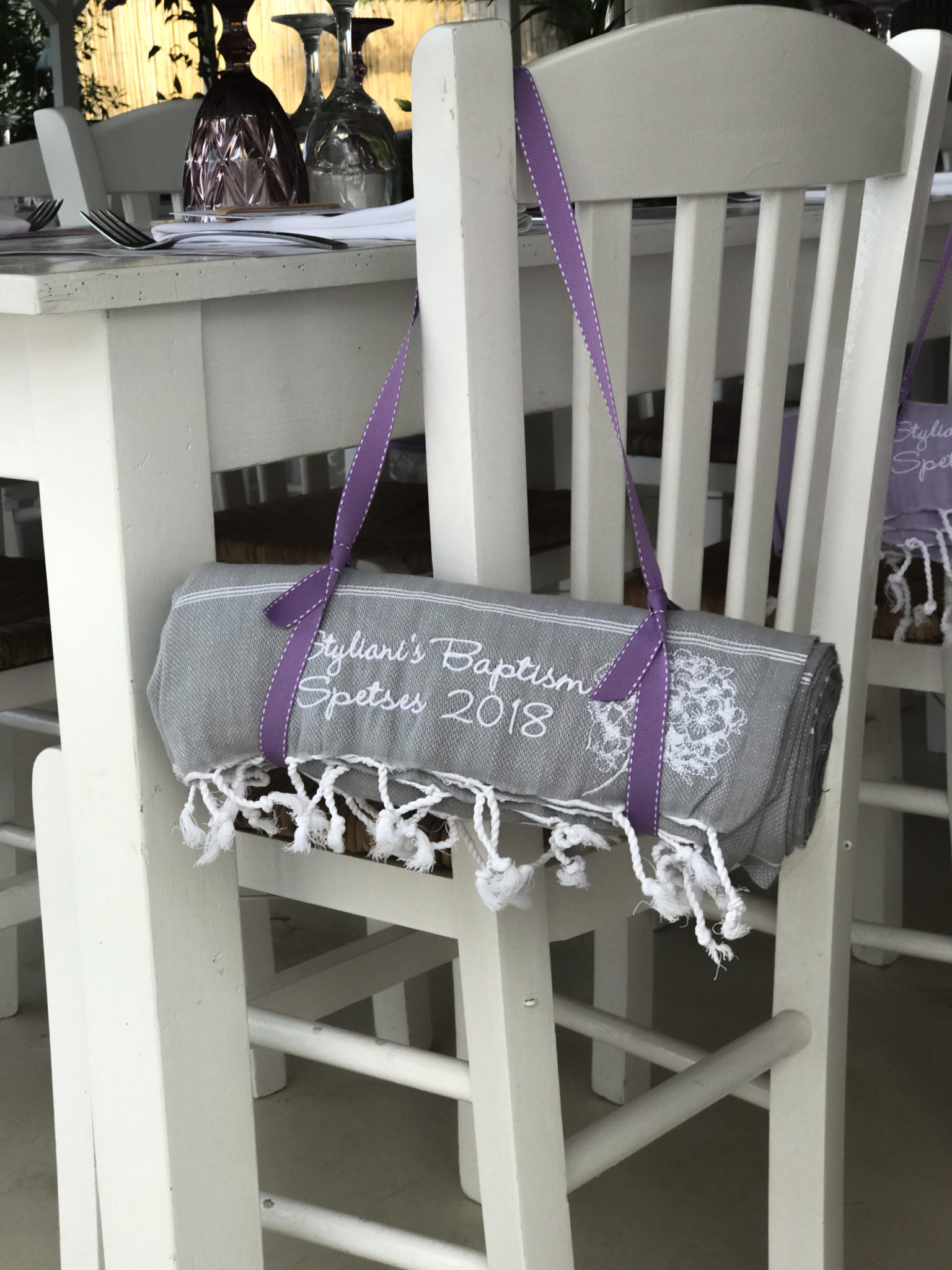 Lilac Blossoms-baptism-gusets gifts-set up
