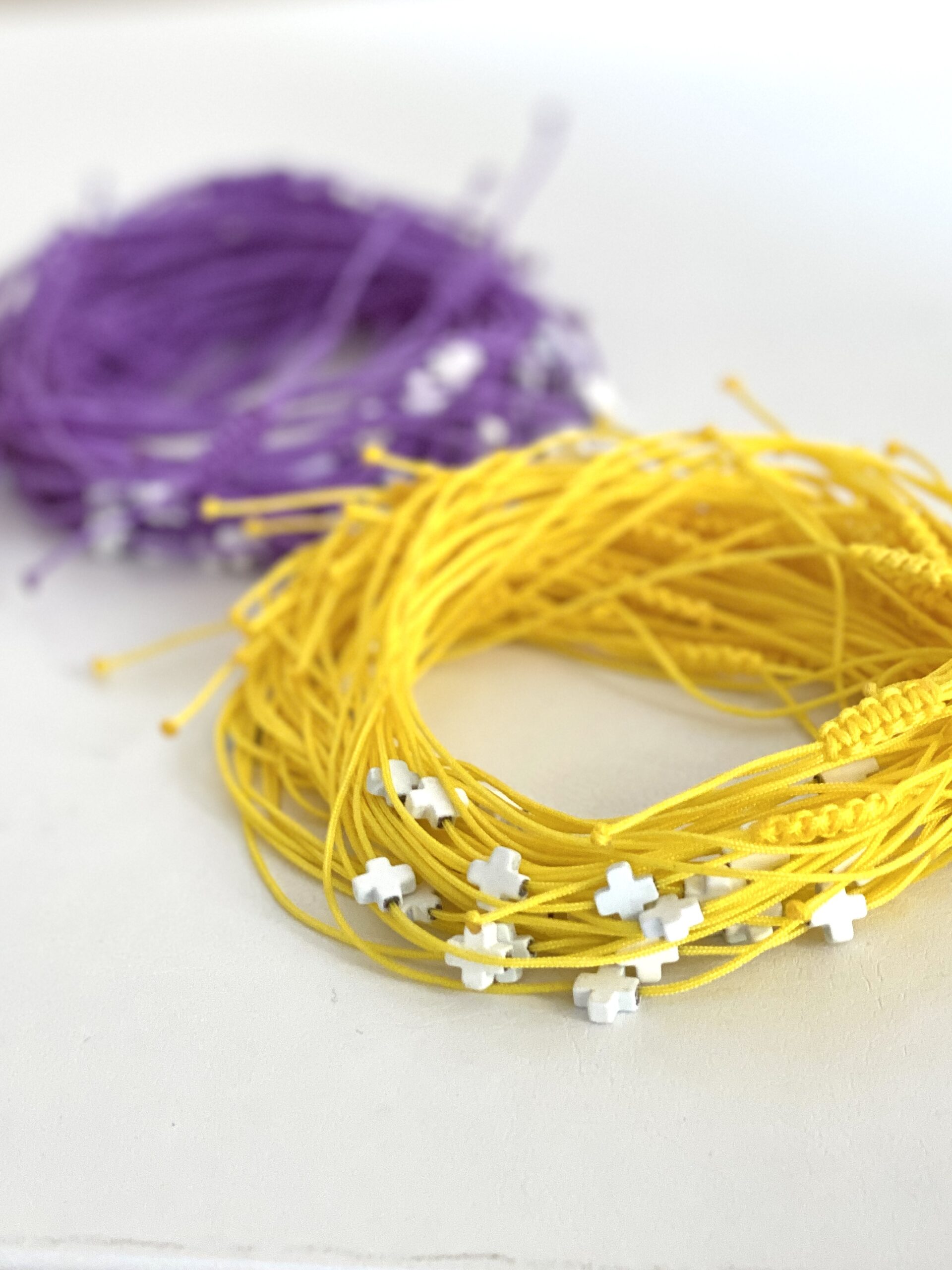 color-palette-yellow-and-purple-baptism-witness-bracelets