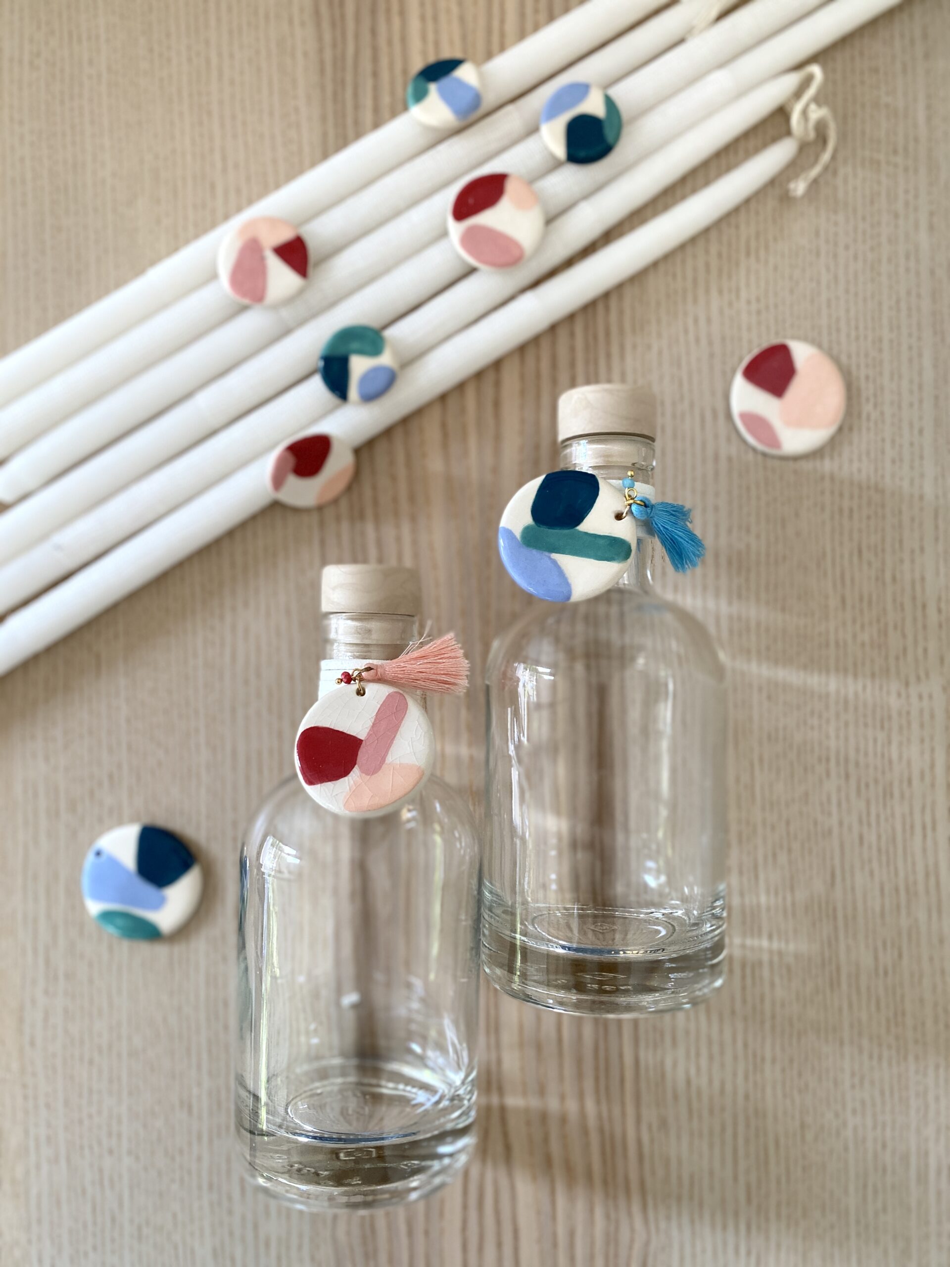 twins-baptism-candles-set-oil-bottles-claay-decoration